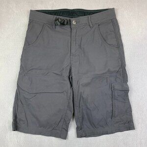 Prana Mens Shorts Small Gray Cargo Zion Belted 12" Inseam Outdoor Hiking UPF